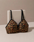 Women's Leopard Print Padded Bra – Soft Comfortable Full Coverage Everyday Bra