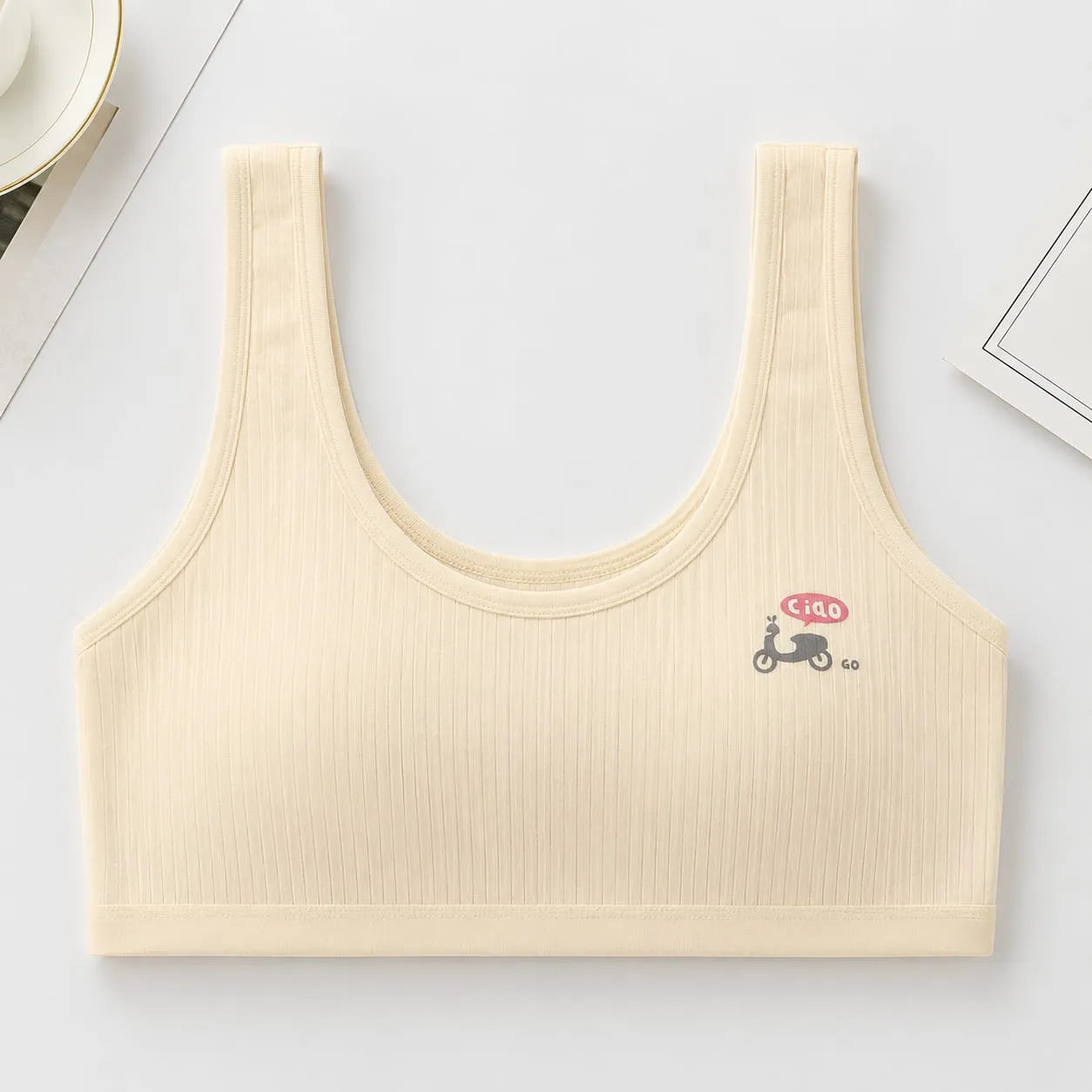 Girls Seamless Training Bra – Soft Ribbed Cotton Comfort Bra for Daily Wear