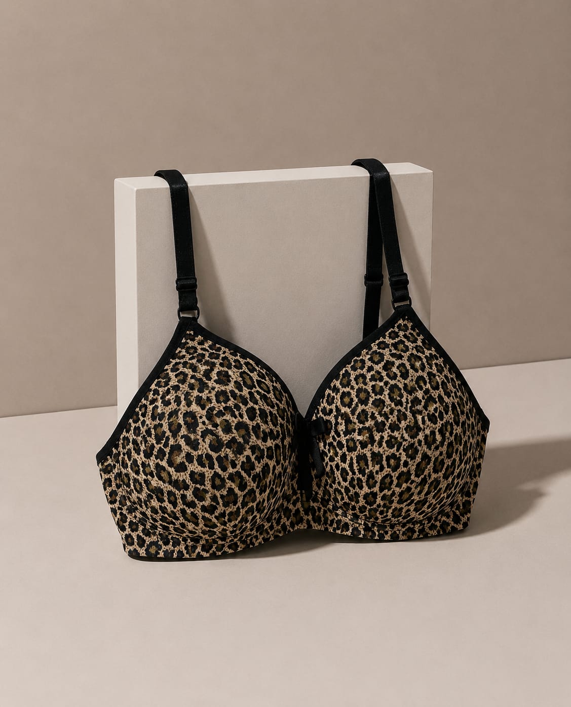 Women's Leopard Print Padded Bra – Soft Comfortable Full Coverage Everyday Bra