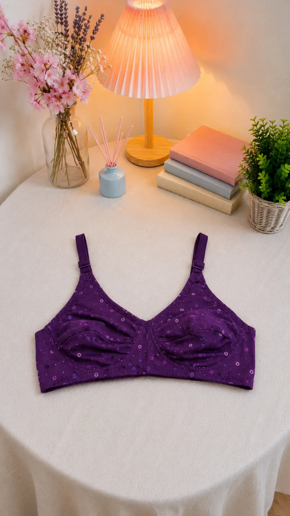 Women's Printed Cotton Comfort Bra – Wire-Free Everyday Support