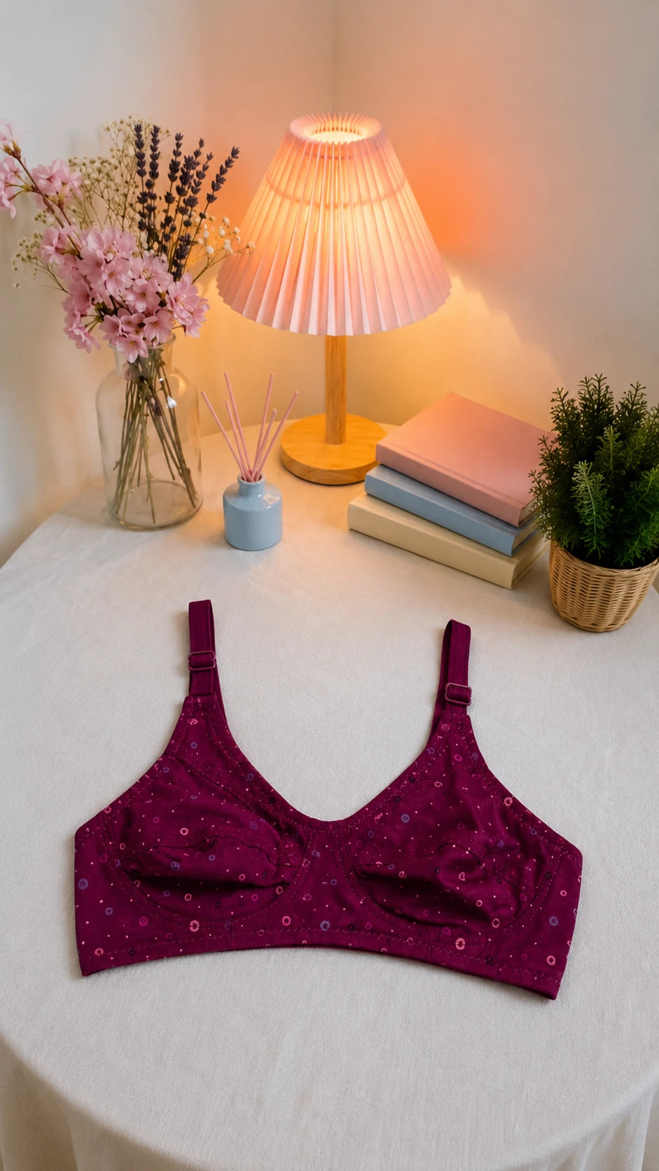 Women's Printed Cotton Comfort Bra – Wire-Free Everyday Support