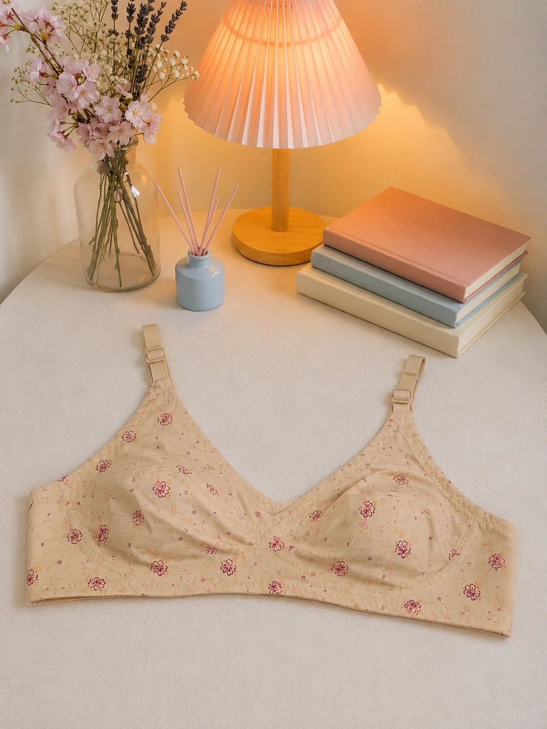 Women's Floral Cotton Comfort Bra – Wire-Free Everyday Support