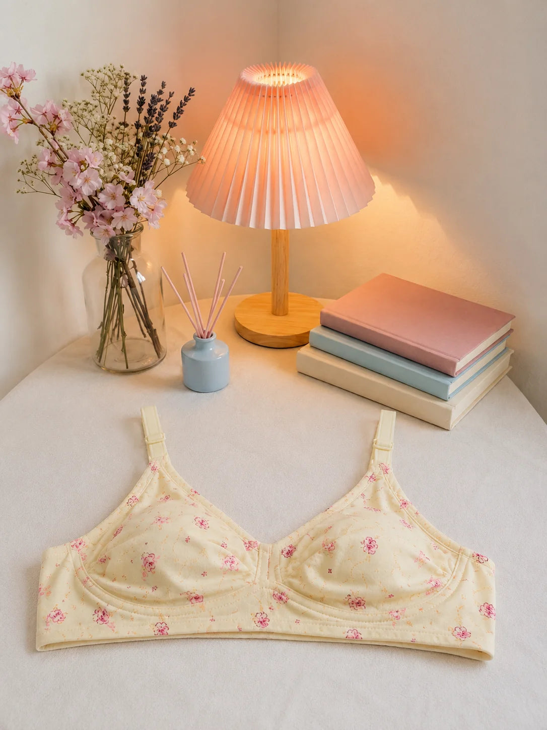 Women's Floral Cotton Comfort Bra – Wire-Free Everyday Support