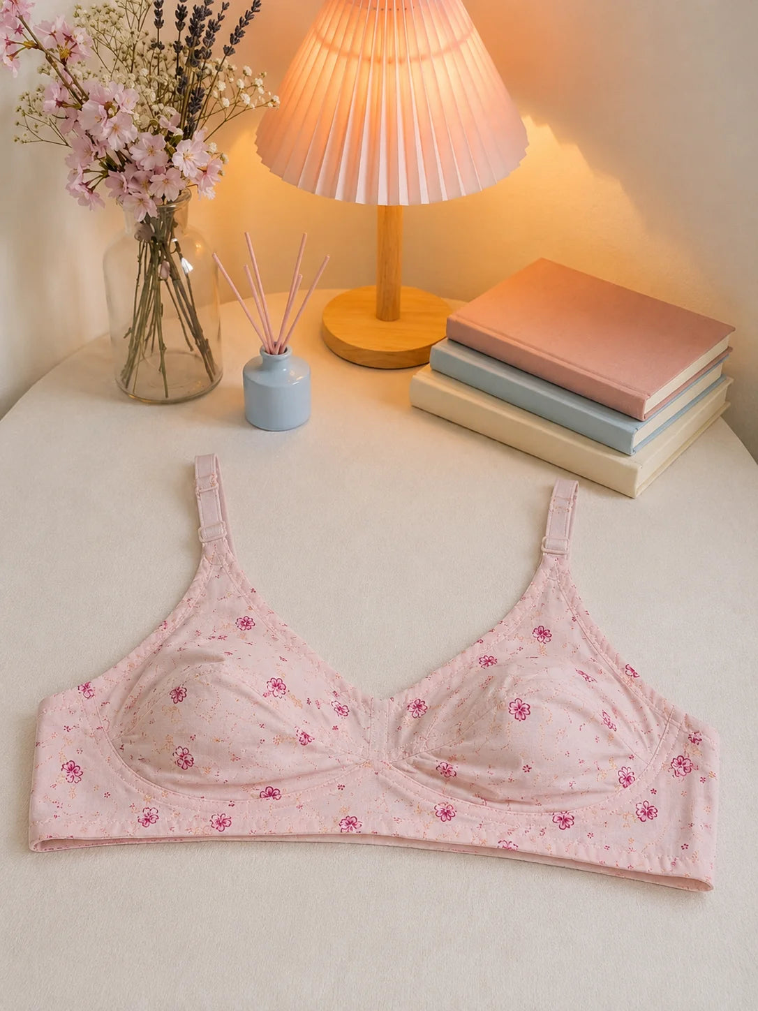 Women's Floral Cotton Comfort Bra – Wire-Free Everyday Support