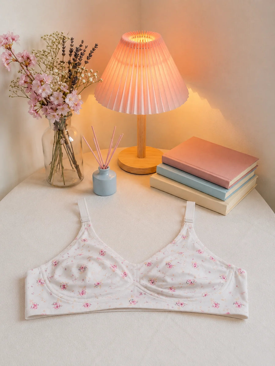 Women's Floral Cotton Comfort Bra – Wire-Free Everyday Support