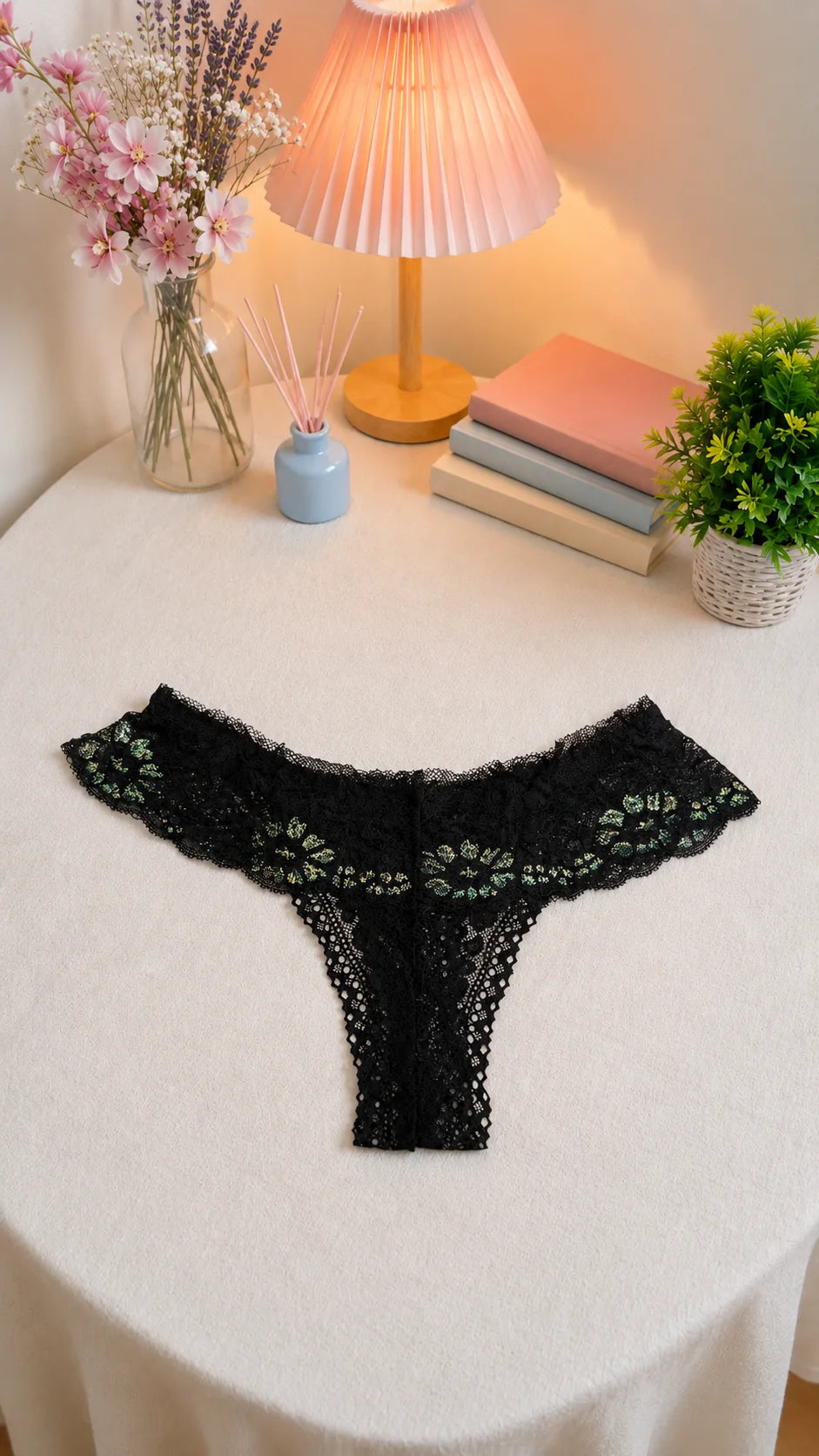 Women's Floral Lace Thong Panty – Soft, Stretchable & Breathable