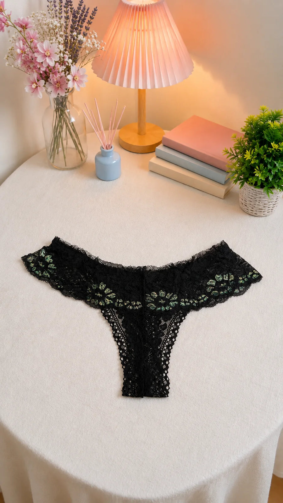 Women's Floral Lace Thong Panty – Soft, Stretchable & Breathable