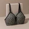 Women's Leopard Print Padded Bra – Soft Comfortable Full Coverage Everyday Bra